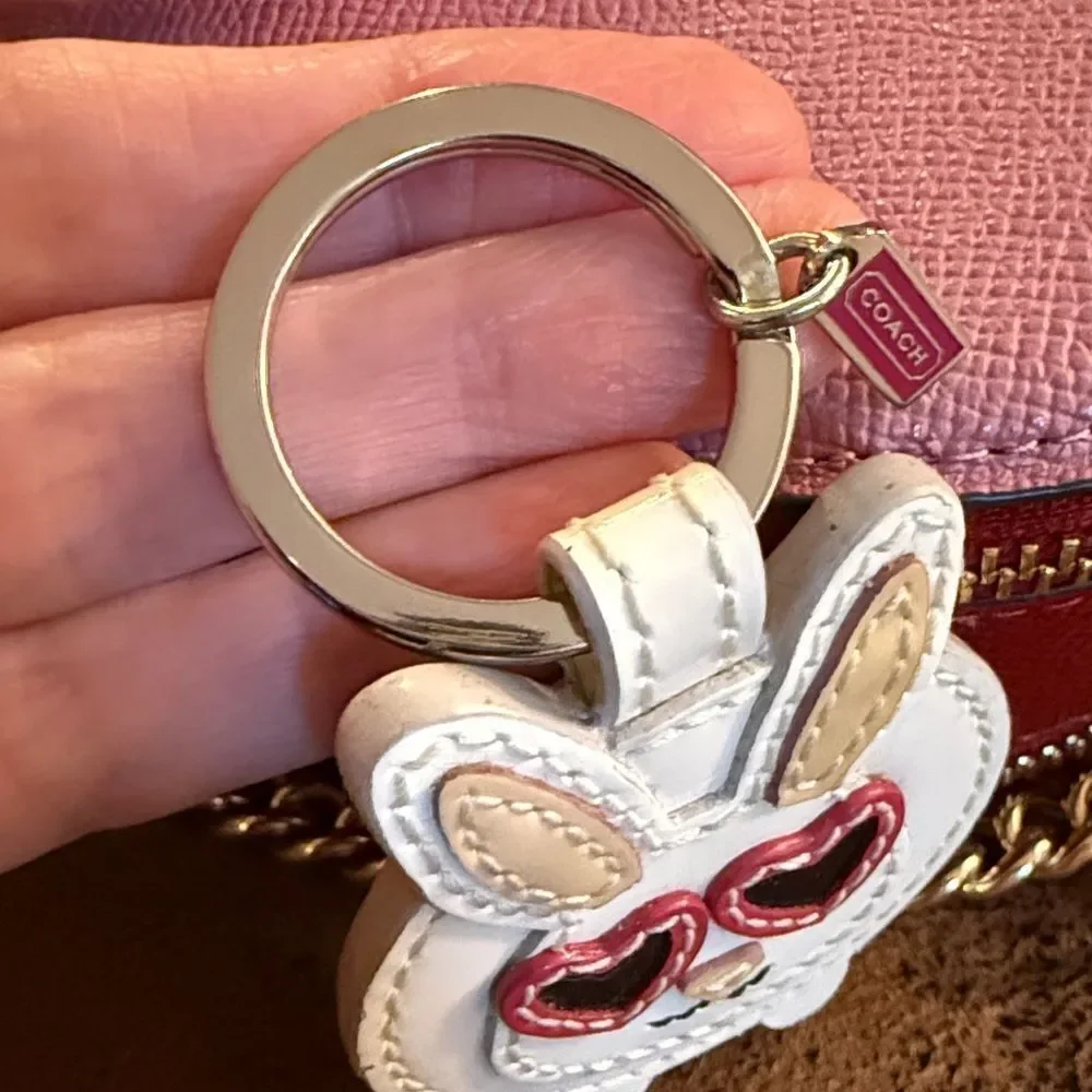 COACH MINK BUNNY VINTAGE HEART SUNGLASSES STACKED LEATHER MINI HANGTAG RARE LNC